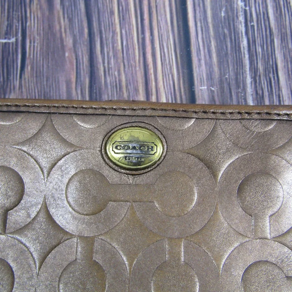 Coach Signature Wallet Zipper Top Bifold‎ Buckle